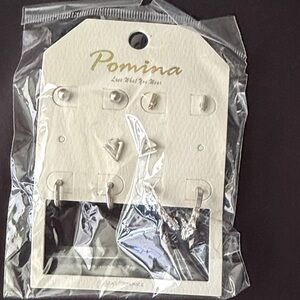 Pomina Silver-Tone Mixed Stud and Hoop Earring Set - Silver